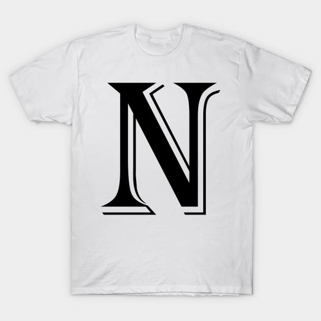 Black letter N in vintage style T-Shirt by Classical